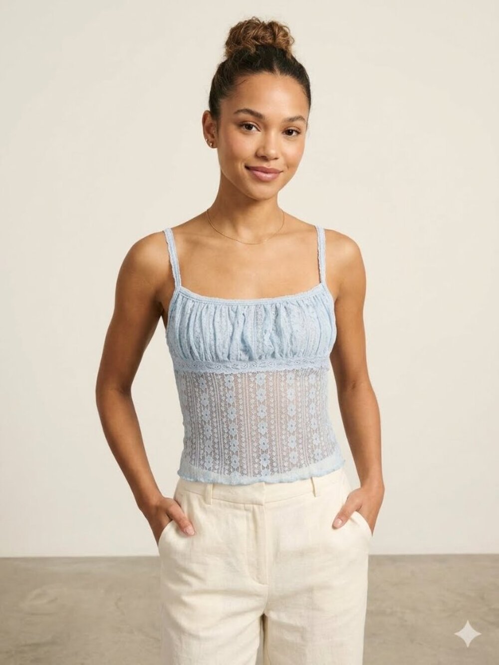 NWT Urban Outfitters blue lacey crop top, size XS